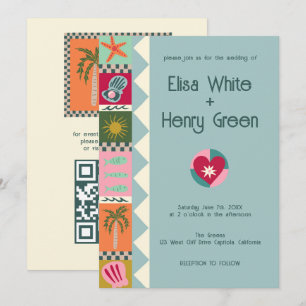 Seaside Soiree Moderne Niedliche CUSTOM QR Wedding Einladung