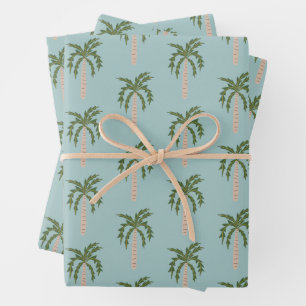 Seaside Soiree Palm Trees Blue Niedlich CUSTOM Geschenkpapier Set