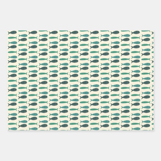 Seaside Soiree Three Fishing Modern Niedliche CUST Geschenkpapier Set (Vorderseite 2)