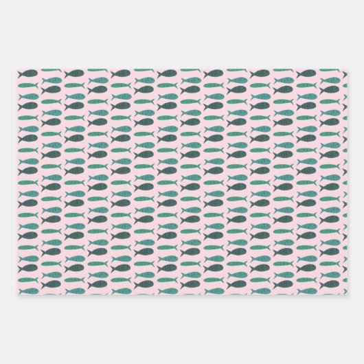 Seaside Soiree Three Fishing Modern Niedliche CUST Geschenkpapier Set (Vorderseite 2)