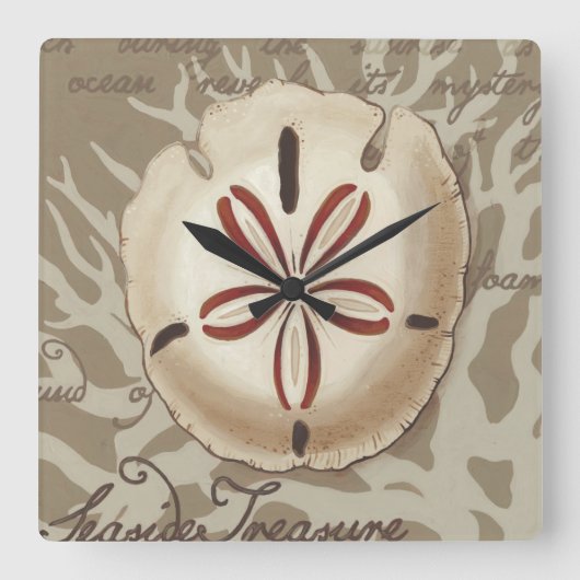 Seaside Sonnet III Quadratische Wanduhr (Vorderseite)