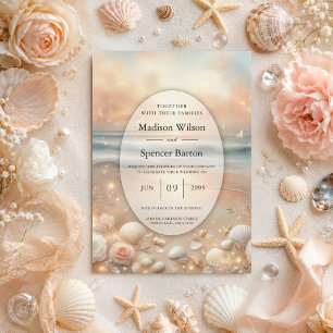 Seaside Sparkle und Sunset Dreams Hochzeit Einladung