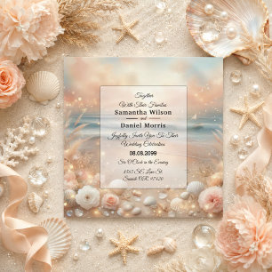 Seaside Sparkle und Sunset Dreams Hochzeit Einladung