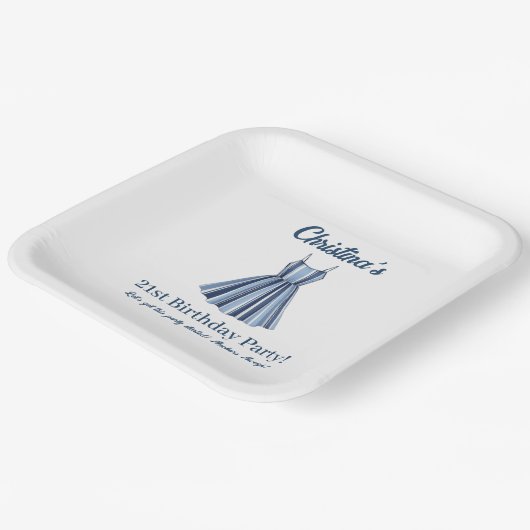 Seaside Stripes Celebration Birthday    Pappteller (Gewinkelt)