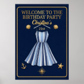 Seaside Stripes Celebration Birthday Poster (Vorne)