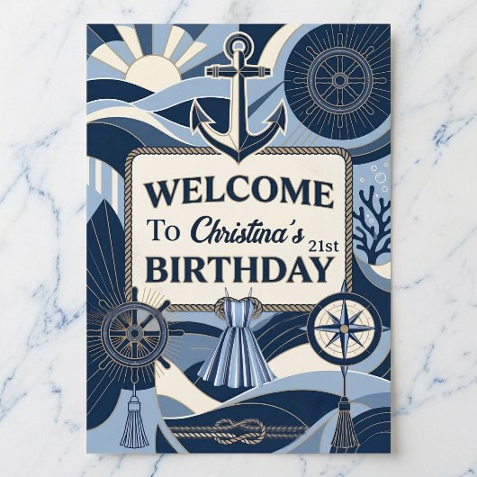Seaside Stripes Celebration Birthday Poster