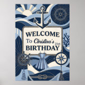 Seaside Stripes Celebration Birthday Poster (Vorne)