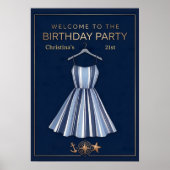 Seaside Stripes Celebration Birthday Poster (Vorne)