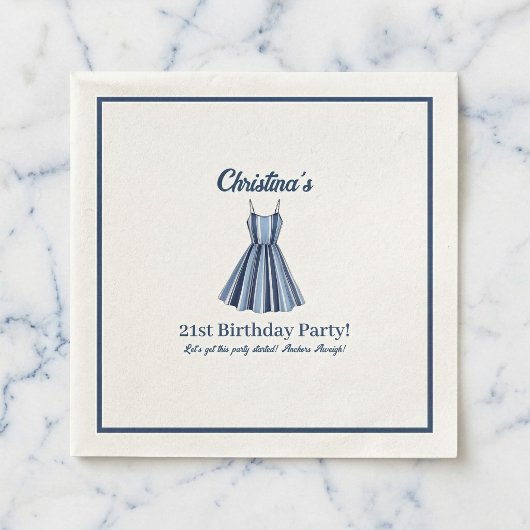 Seaside Stripes Celebration Birthday    Serviette