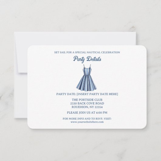 Seaside Stripes Celebration QR Code RSVP Karte (Vorderseite)