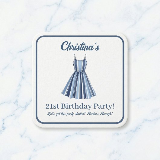 Seaside Stripes Celebration  Rechteckiger Pappuntersetzer