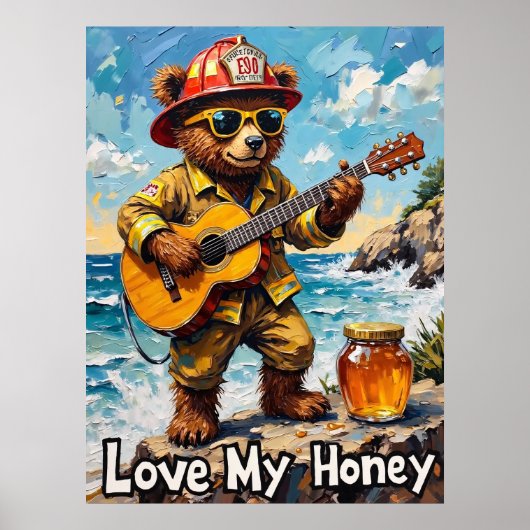 Seaside Strums: Bear's Sweet Melody Poster (Vorne)