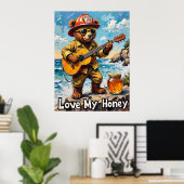 Seaside Strums: Bear's Sweet Melody Poster (Heimbüro)