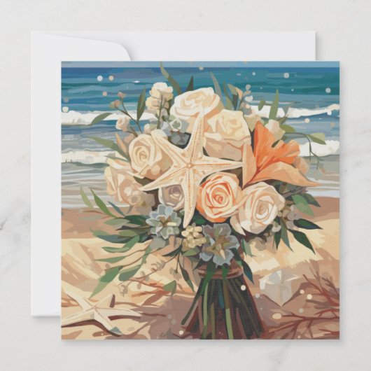 Seaside Theme Wedding QR Code Enclosure Card Einladung (Rückseite)