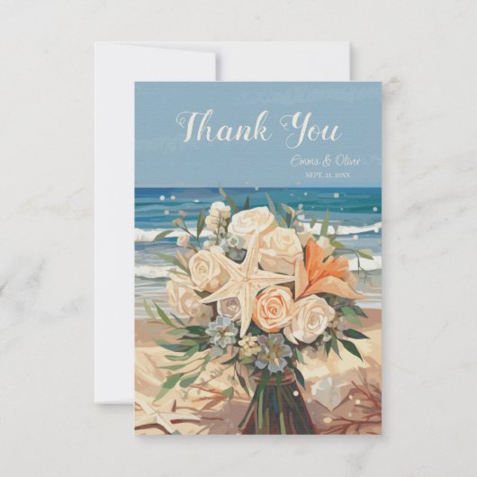 Seaside Theme Wedding Thank You Card Card Dankeskarte (Rückseite)
