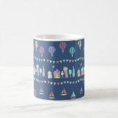 Seaside Town Sail Boats and Bunting Blue Kaffeetasse (Mittel)