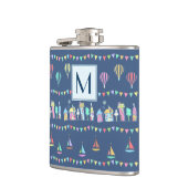 Seaside Town Sail Boats and Bunting Monogram Flachmann (Links)