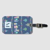 Seaside Town Sail Boats and Bunting Monogram Gepäckanhänger (Vorderseite (Horizontal))