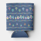Seaside Town Sail Boats and Bunting Pattern Blue Dosenkühler (Vorderseite)