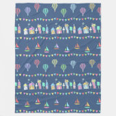 Seaside Town Sail Boats and Bunting Pattern Blue Fleecedecke (Vorderseite)