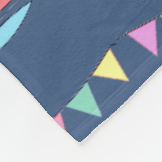 Seaside Town Sail Boats and Bunting Pattern Blue Fleecedecke (Ecke)