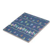 Seaside Town Sail Boats and Bunting Pattern Blue Fliese (Seite)