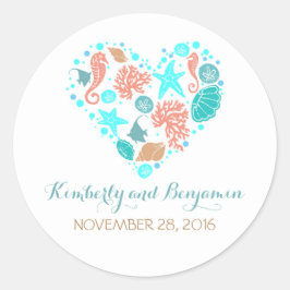 Seaside Treasures Pearls Herz Schöne Hochzeit Runder Aufkleber