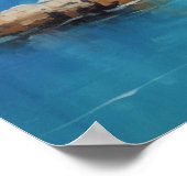 Seaside Village on Cliffs Oil Painting Poster (Ecke)