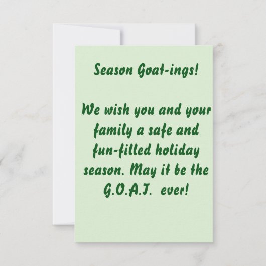 "Season Goat-ings!" Eine Urlaubskarte Einladung (Rückseite)