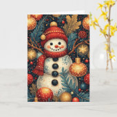 Season Greetings Snowman Karte (Gelbe Blume)