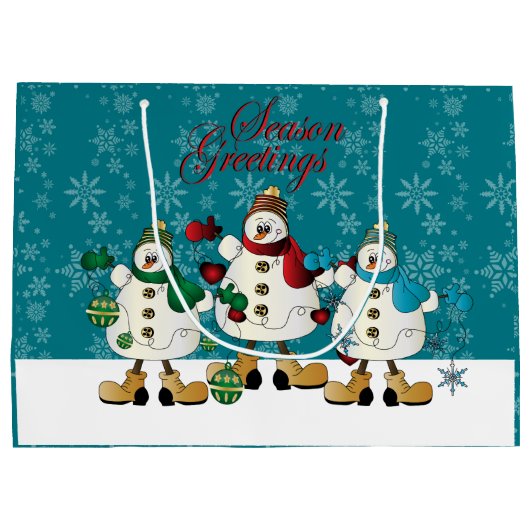 Season Greetings Snowmen Friends | Christmas Große Geschenktüte (Rückseite)