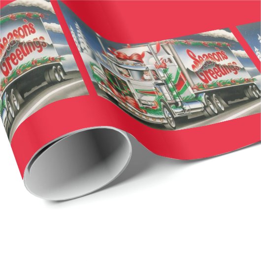 Season Greetings Trucking Santa Geschenkpapier (Rolleneckpunkt)