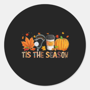 Season Leopard Pumpkin Lacrosse Halloween Fall Lea Runder Aufkleber