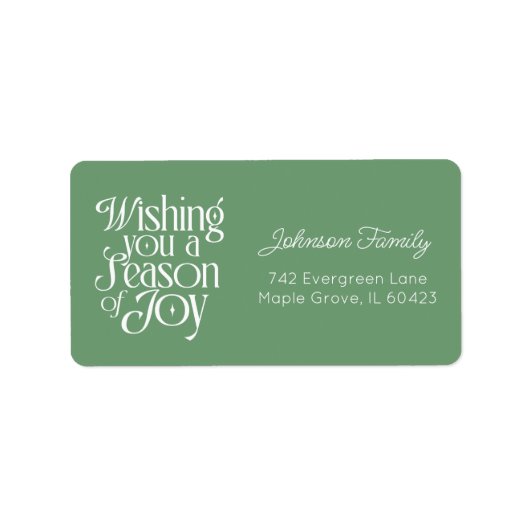 Season of Joy Holiday Label Personalized Large Adressaufkleber (Vorne)