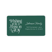 Season of Joy Holiday Label Personalized Large Adressaufkleber (Vorne)