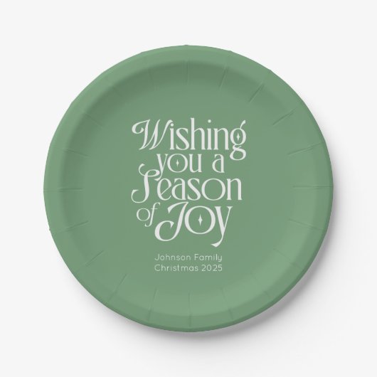 Season of Joy Holiday Plates Personalized Pappteller (Vorderseite)