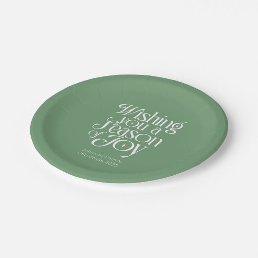 Season of Joy Holiday Plates Personalized Pappteller (Schrägansicht)