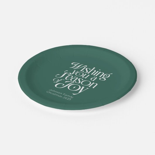 Season of Joy Holiday Plates Personalized Pappteller (Schrägansicht)