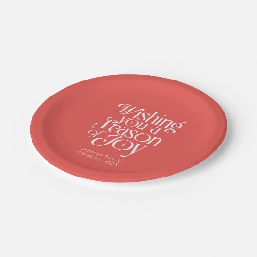 Season of Joy Holiday Plates Personalized Pappteller (Schrägansicht)