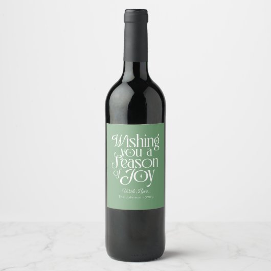 Season of Joy Holiday Wine Label Personalized Weinetikett (Vorderseite)