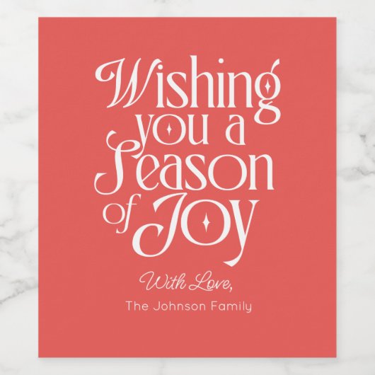 Season of Joy Holiday Wine Label Personalized Weinetikett (Einzelnes Label)