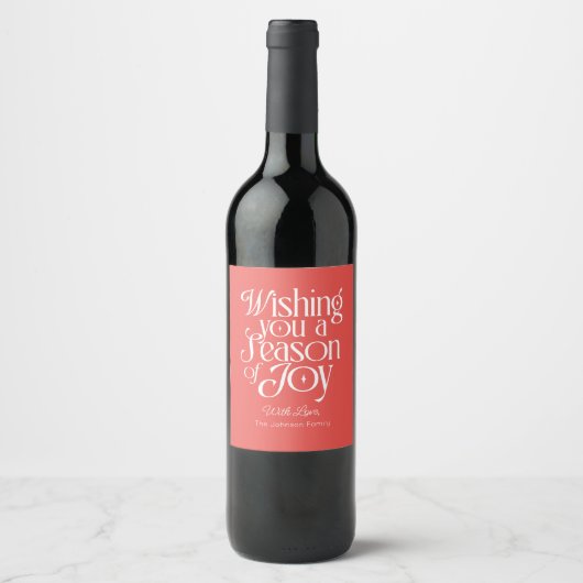 Season of Joy Holiday Wine Label Personalized Weinetikett (Vorderseite)