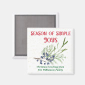 Season of Simple Joys Blue Juniper Christmas Magnet (Vorderseite/Rückseite)