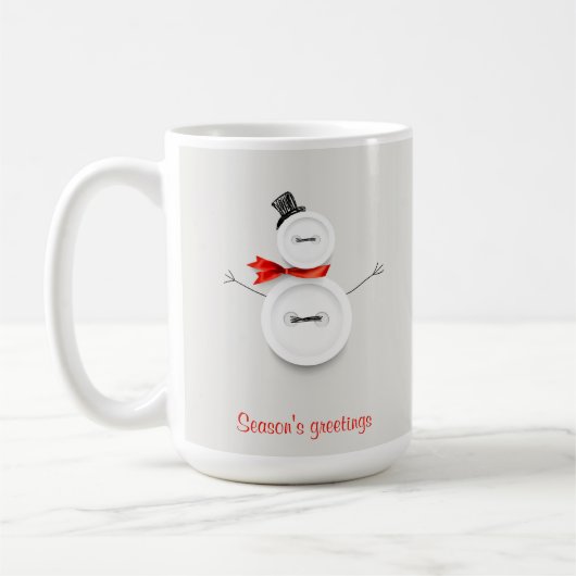 Season’s Greetings Button Snowman Holiday Mug Kaffeetasse (Links)