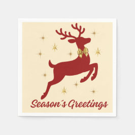 Season’s Greetings Red Reindeer Paper Napkin Serviette