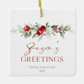 Season’s Greetings Watercolor Keramikornament (Vorderseite)