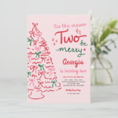 Season Two Be Merry Coquette Christmas Birthday Einladung (Stehend Vorderseite)