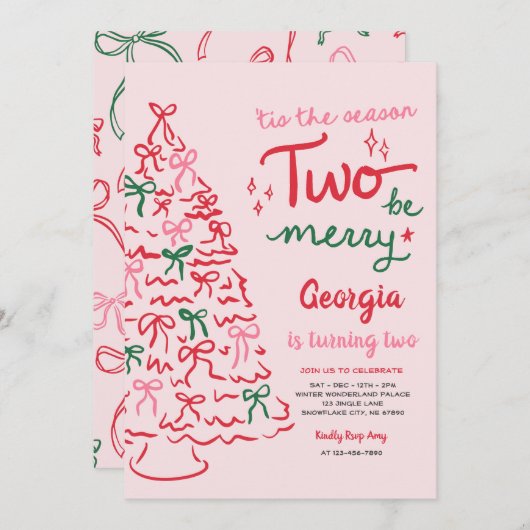 Season Two Be Merry Coquette Christmas Birthday Einladung (Vorne/Hinten)