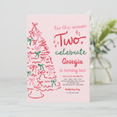 Season Two Celebrate Coquette Christmas Birthday Einladung (Stehend Vorderseite)