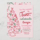 Season Two Celebrate Coquette Christmas Birthday Einladung (Vorne/Hinten)